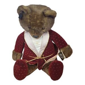 Wallace Berrie Applause After Eight Plush Teddy Bear 21" Smoking Jacket Vtg 80s